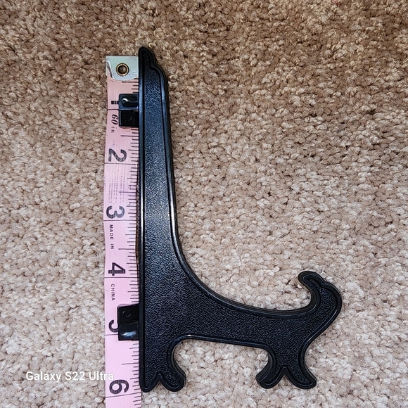 Vtg plastic Plate Picture Display Stands, Folding Easel Style 6” Set of 4 Black - Picture 2 of 4